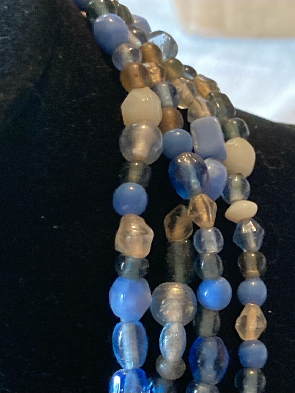 Multi-Strand Translucent Blue Beaded Necklace - Picture 5 of 8
